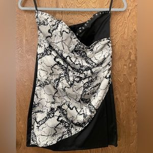 Black & white strapless dress